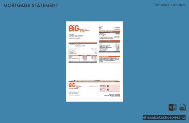 Mosambik Banco BIG Mozambique Hypothekenabrechnung Word- und PDF-Beispielvorschau